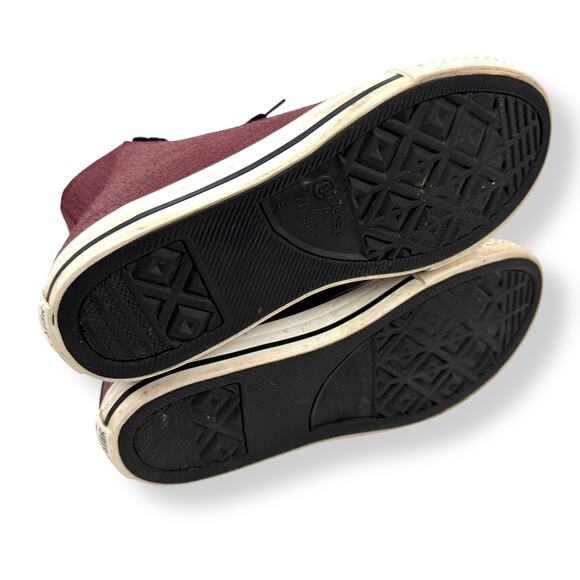 CONVERSE maroon genuine leather zippered ALL STAR Chuck Taylor high top sneakers - Picture 6 of 12